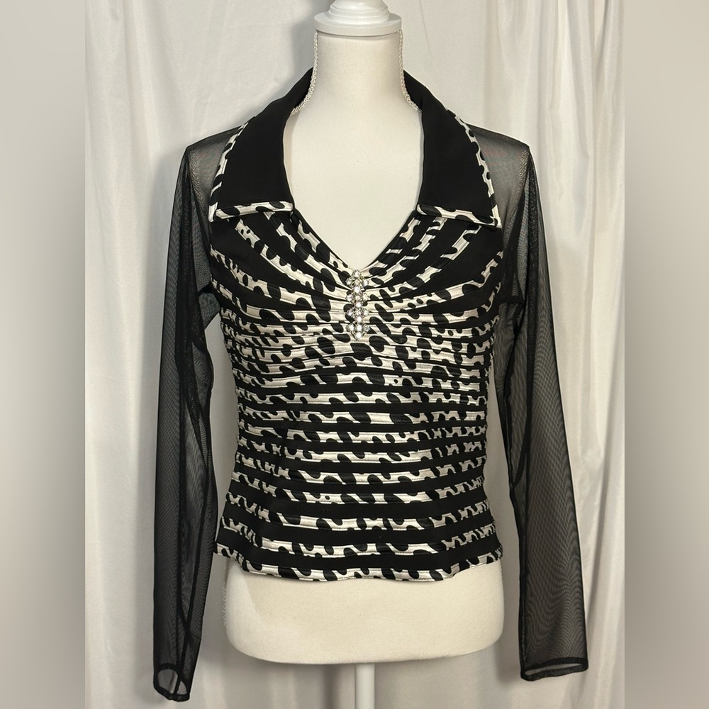 Victor Costa Dressy Sheer Sleeve Top. Size 10.